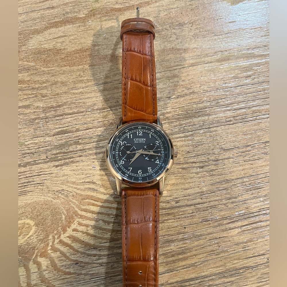 Men's Citizen Eco-Drive® Corso Rose-Tone Strap Watch with Black Dial